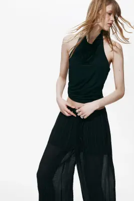 Crinkled balloon trousers - Gris foncé — photo 1
