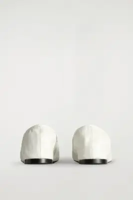 BALLERINES PLATES CUIR - BLANC — photo 3