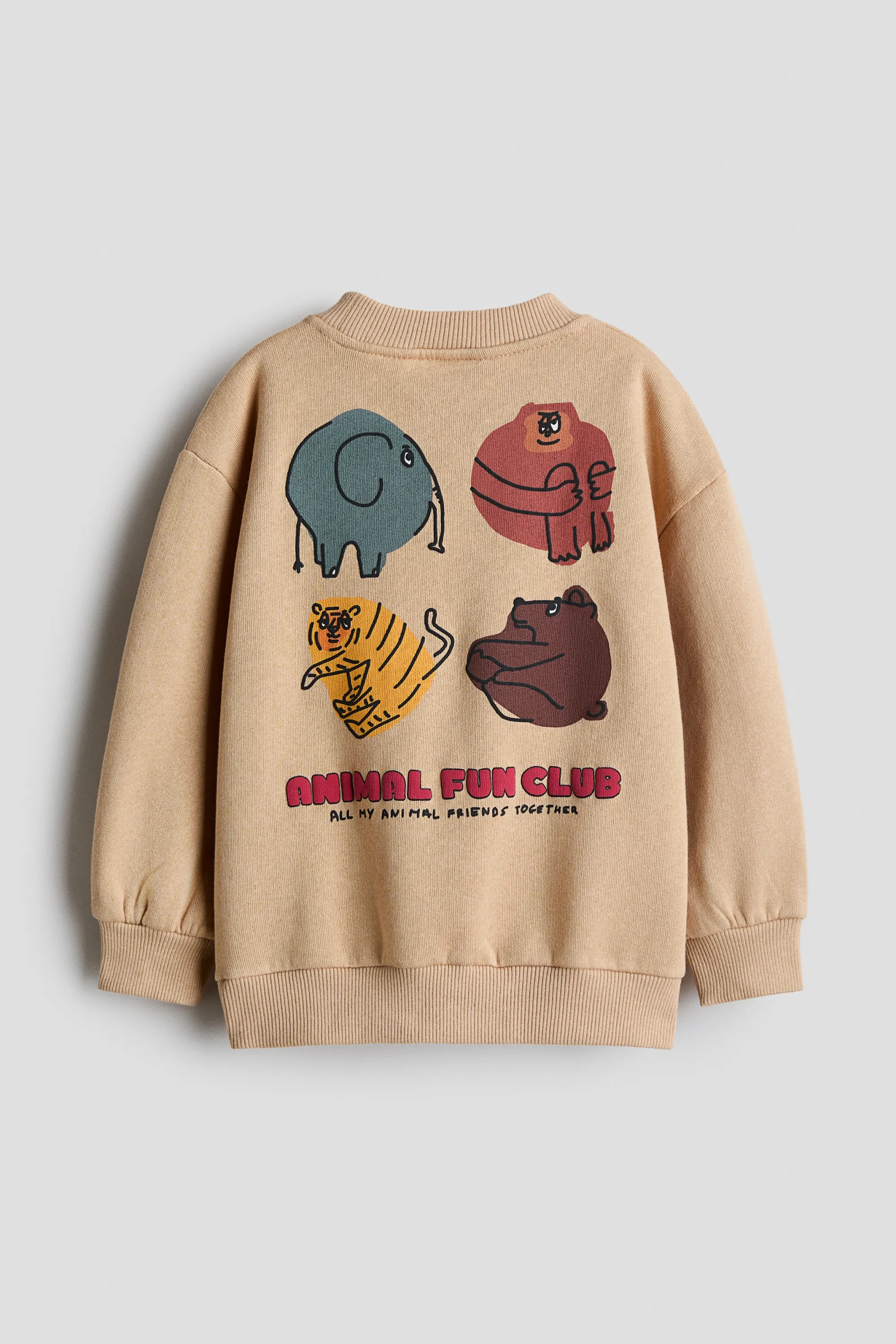 Sweat à motif imprimé avec intérieur brossé - Beige/Animal Fun Club