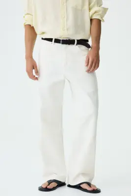 Pantalon Relaxed Fit en coton - Blanc — photo 1