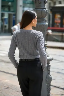 Vince Cotton Cashmere Cardigan - Grey — photo 2