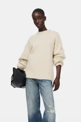 Pull oversize en mohair mélangé - Beige clair — photo 2
