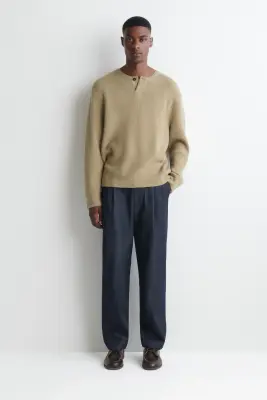PULL HENLEY EN LAINE MÉLANGÉE BOUCLÉE - SABLE — photo 1