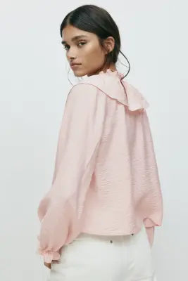 Blouse volantée - Rose poudré — photo 3