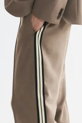 Pantalon Relaxed Fit - Marron clair/rayé — photo 3