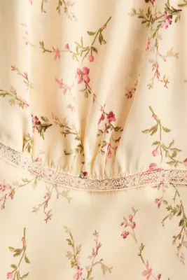 Robe sans manches en satin - Jaune clair/fleuri — photo 3
