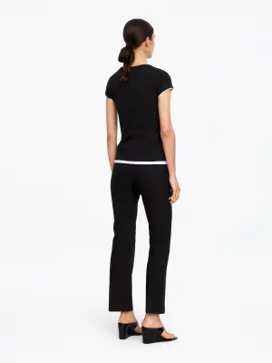 T-shirt slim à manches courtes - Noir — photo 2