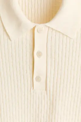 Polo Regular Fit en maille de coton - Crème — photo 4