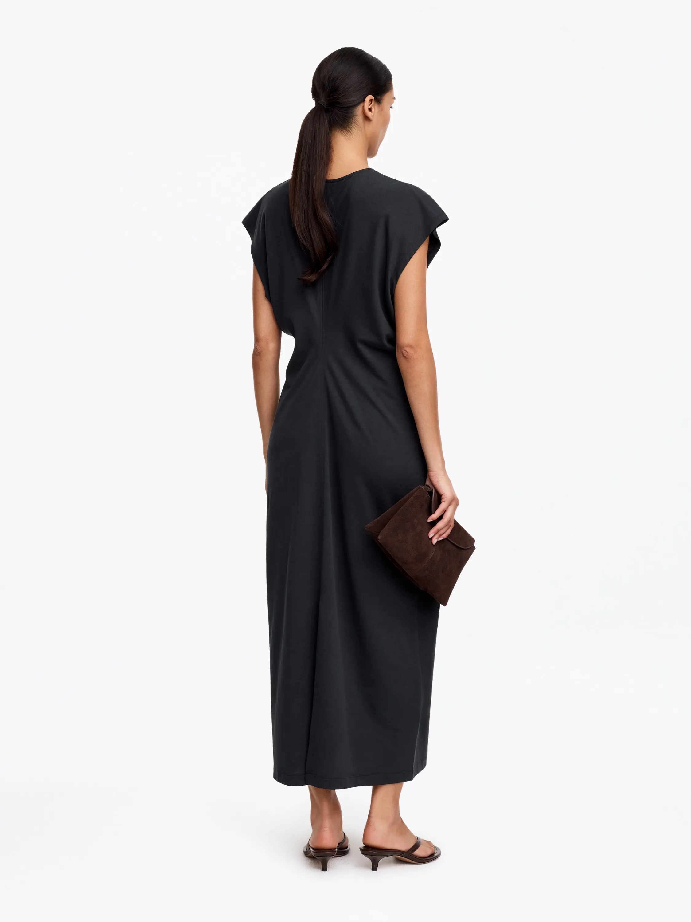 Robe mi-longue drapée - Noir