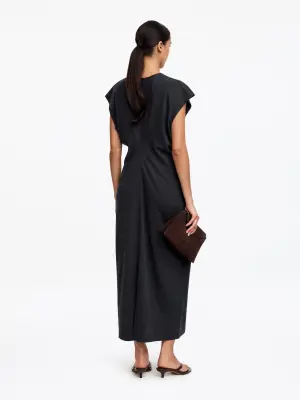 Robe mi-longue drapée - Noir — photo 1
