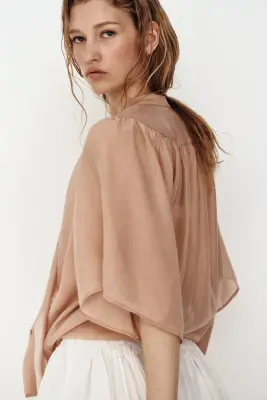 Blouse à manches papillon - Rose ancien clair — photo 2