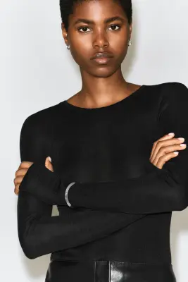 TOP SLIM EN LAINE MÉRINOS - NOIR — photo 3