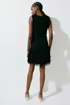 Robe en maille avec franges - Noir — photo 2