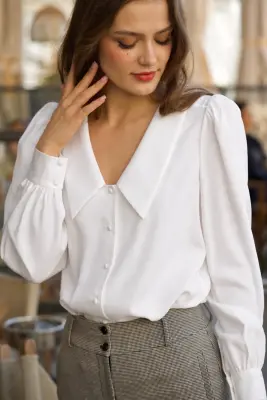 Yves Cotton Blouse - White — photo 5