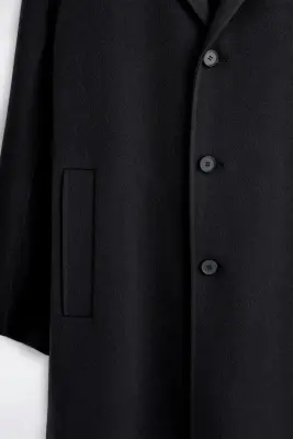 MANTEAU COSTUME EN LAINE DOUBLE FACE - NOIR — photo 5