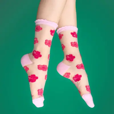 Chaussettes transparentes Hibiscus Coucou Suzette — photo 2