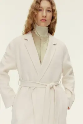 Manteau fait main en laine mélangée - Crème — photo 2
