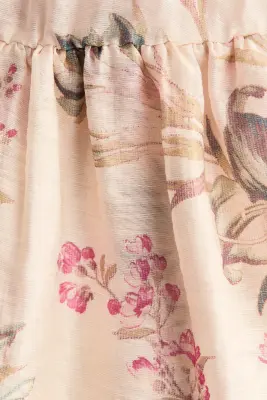 MAMA Robe en lin mélangé - Beige clair/fleuri — photo 4