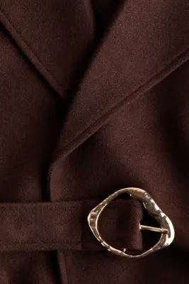 Manteau maxi avec ceinture - Marron foncé — photo 5