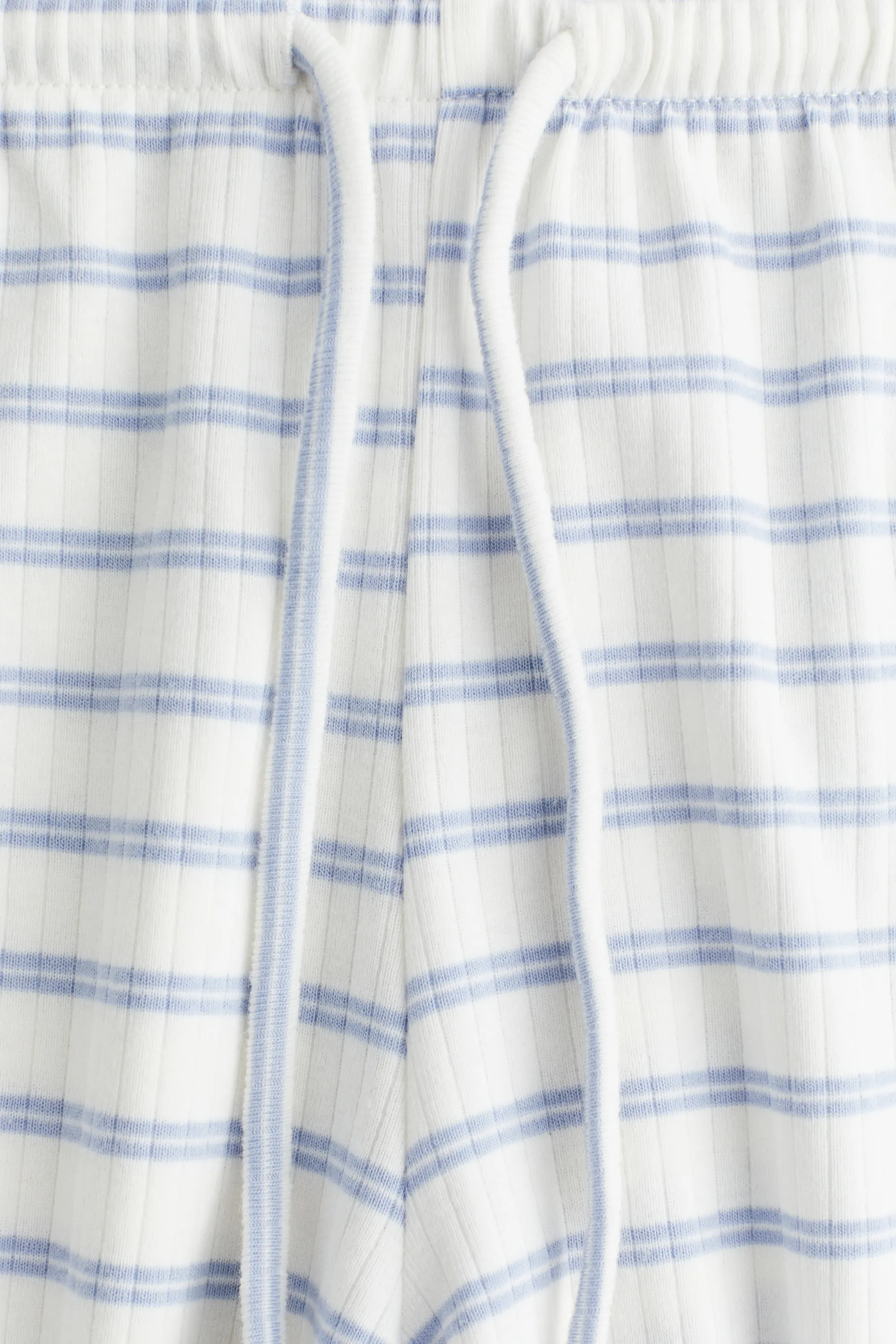 Pantalon en coton mélangé - Blanc/rayures bleu clair