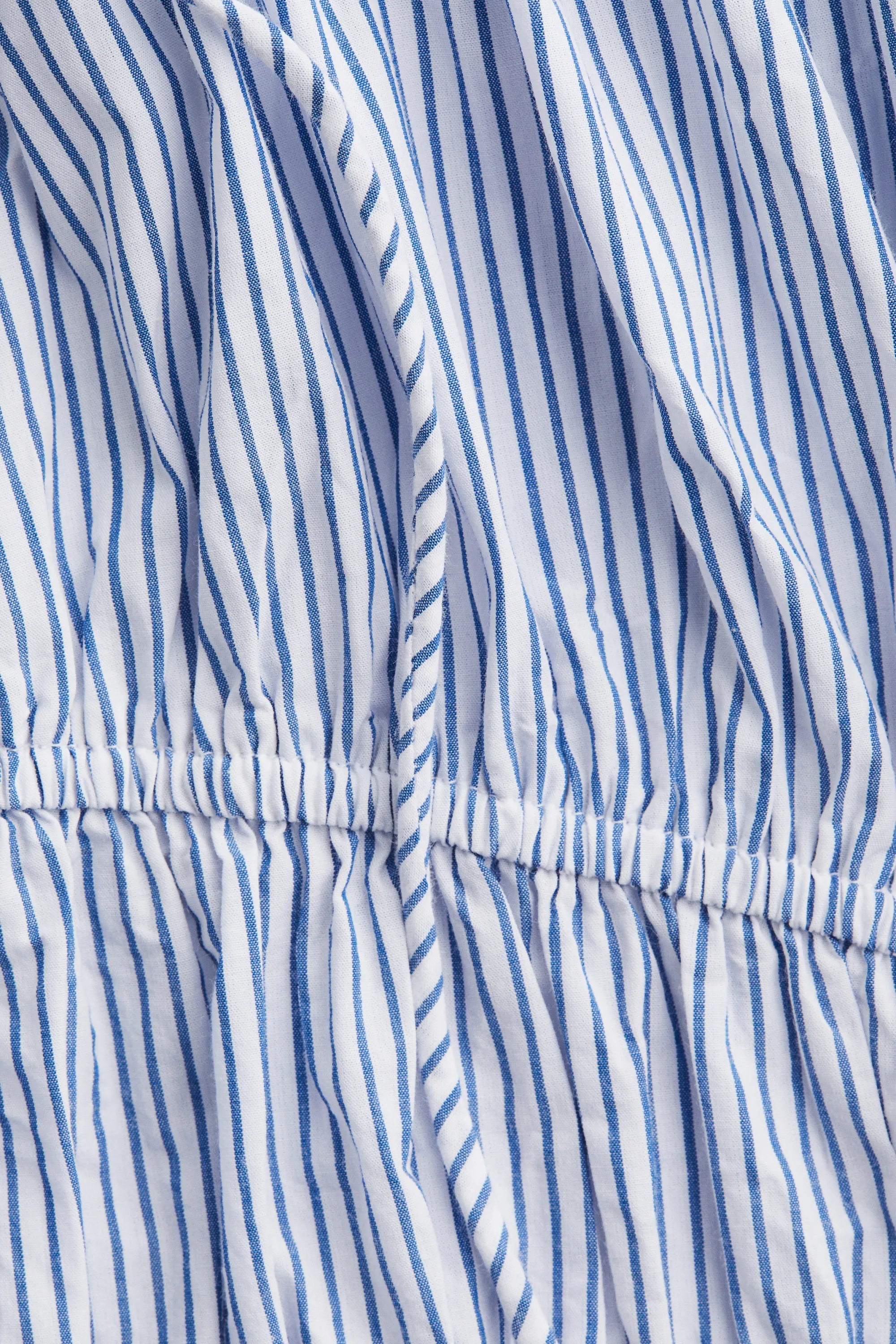 Blouse en popeline avec cordons de serrage - Blanc/rayures bleues