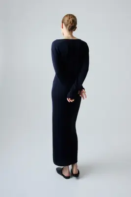 MAMA Robe en maille fine - Bleu marine — photo 3