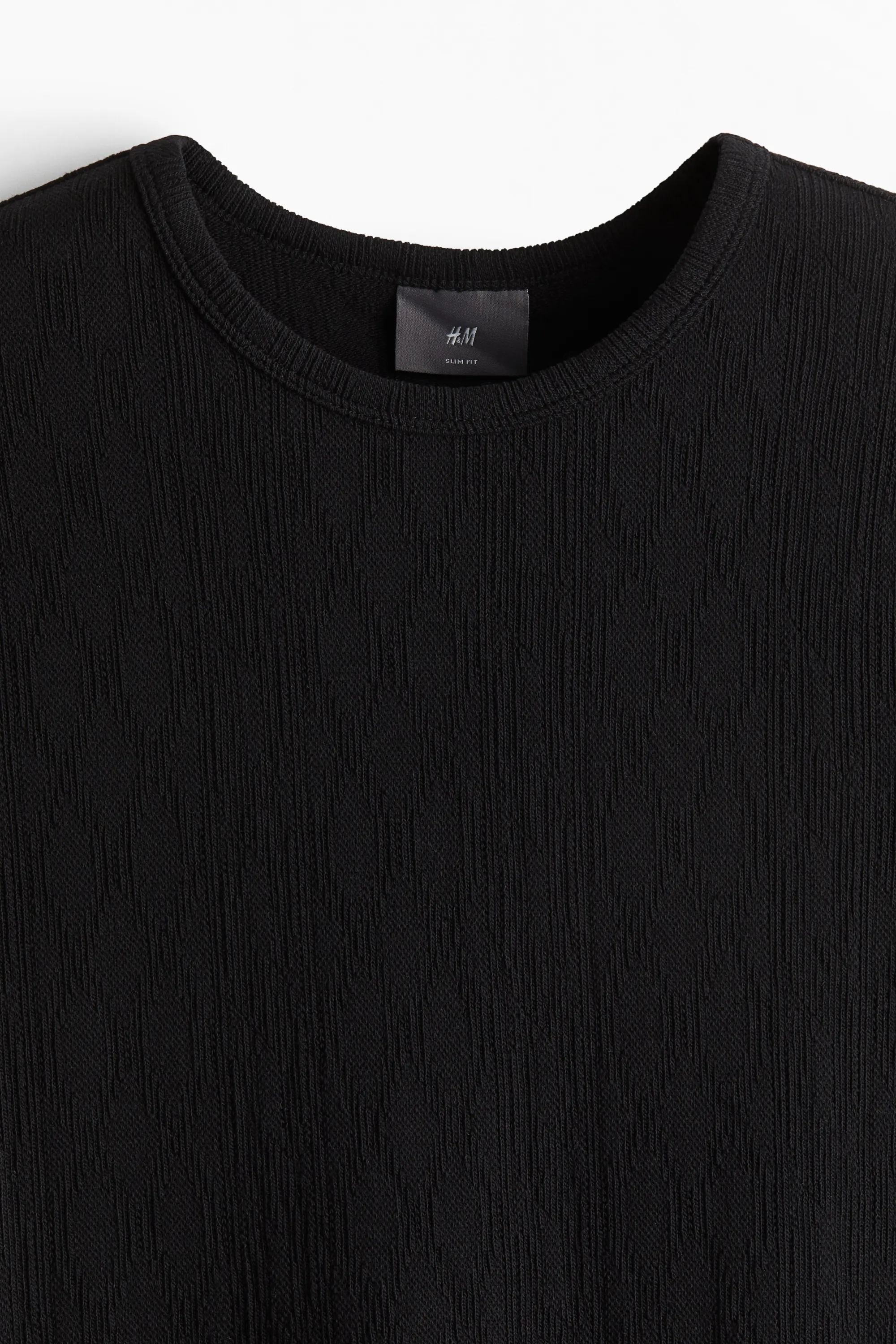 T-shirt texturé Slim Fit - Noir