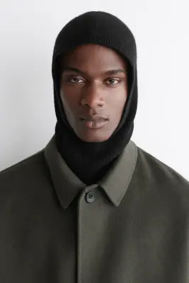 CAGOULE CÔTELÉE LAINE-CACHEMIRE - NOIR — photo 1