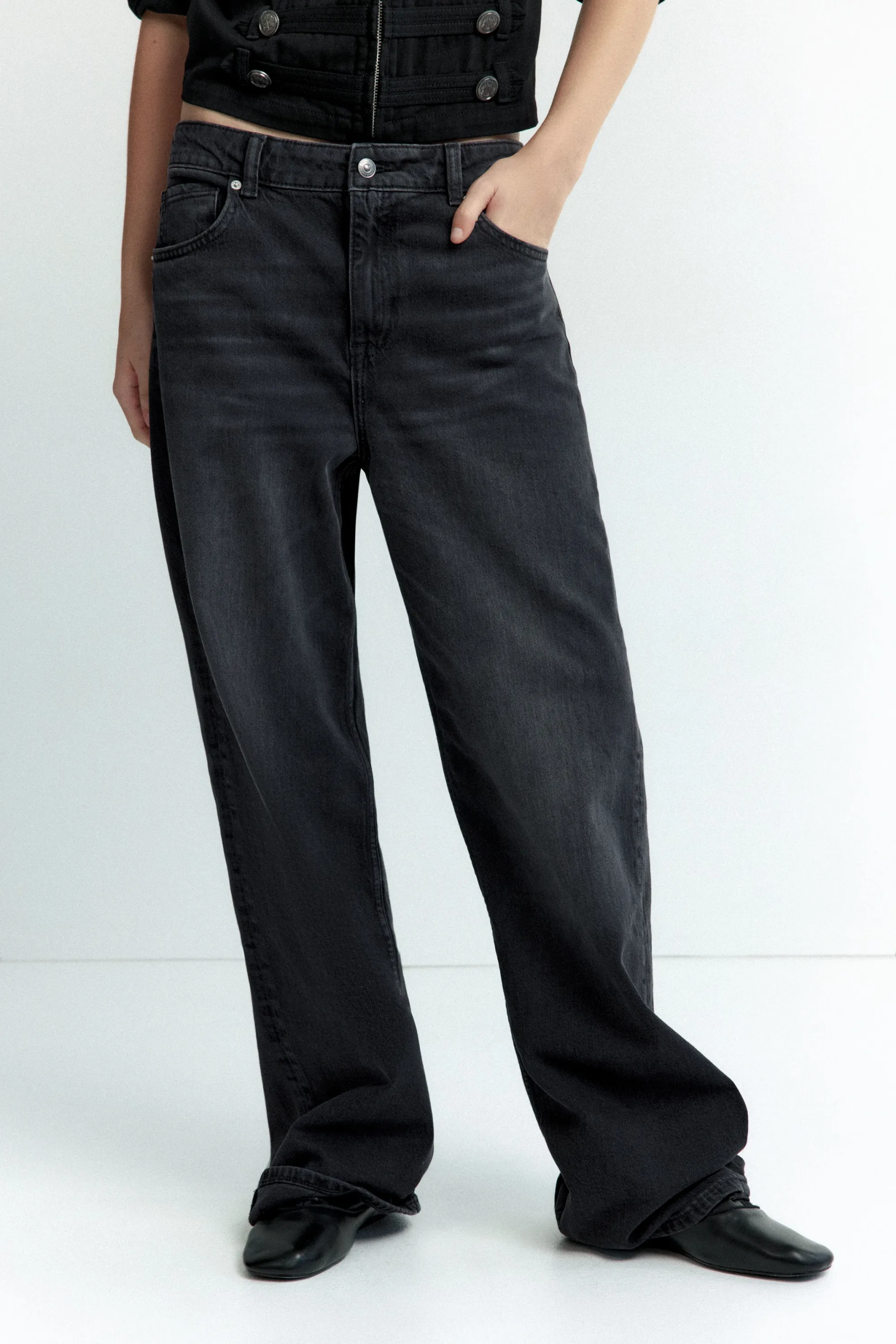Straight High Waist Jeans - Noir denim