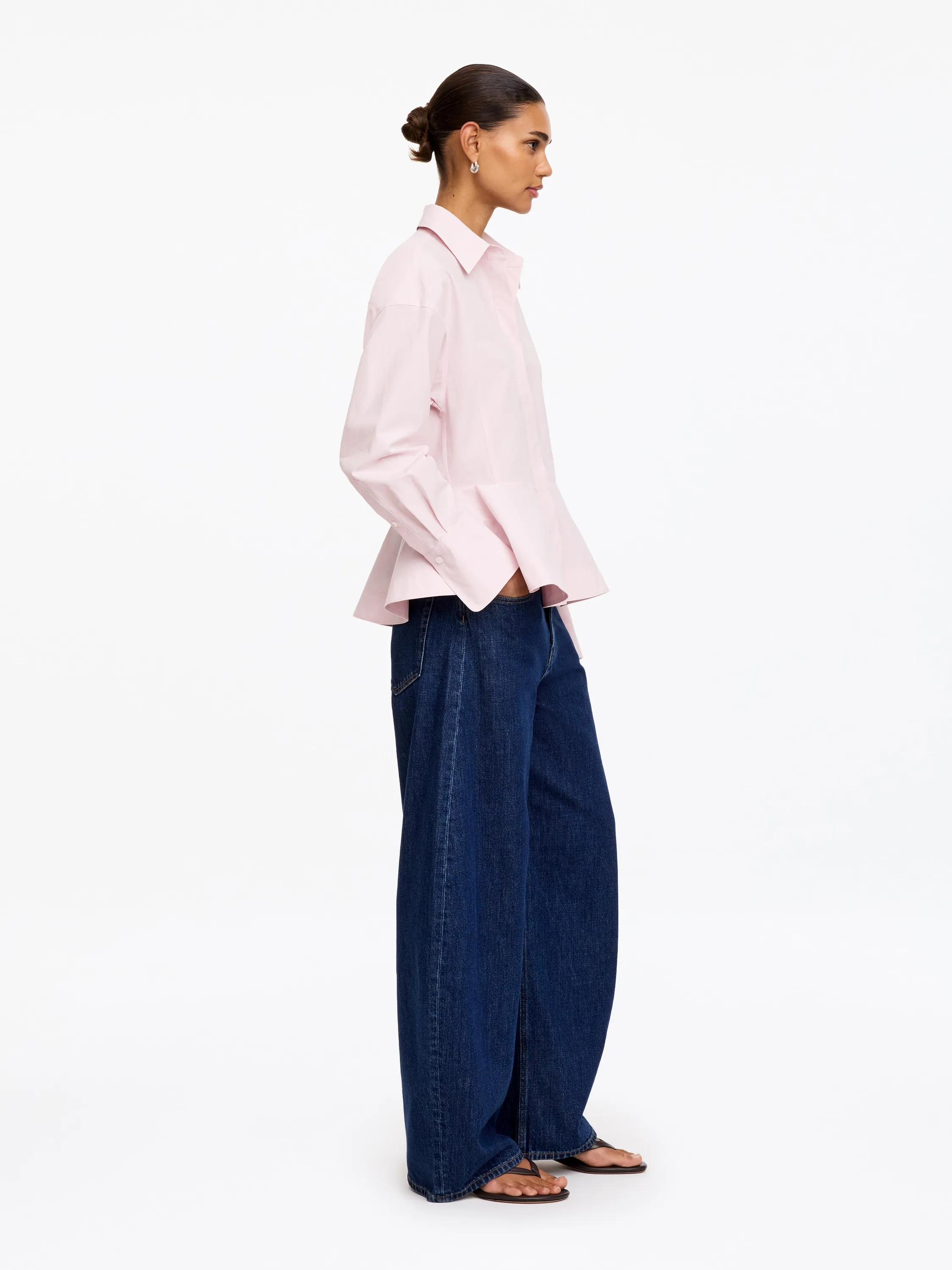 Chemise péplum en coton - Rose