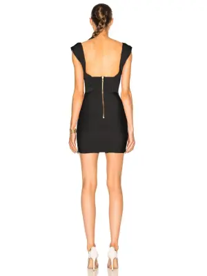 Robe de cocktail mini à bandes stretch noir décolleté et dos nu Prix boutique $1855 Taille XS — photo 5