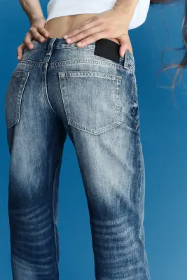 Jean bootcut ample taille basse Aura - Hunter Blue - Bleu moyen — photo 5