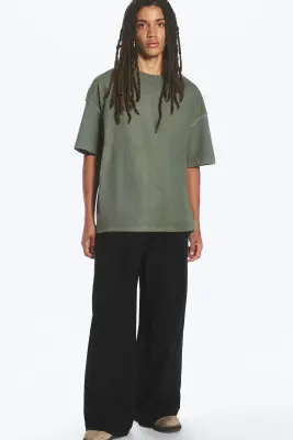T-shirt oversize carré - Vert kaki cendré clair — photo 1