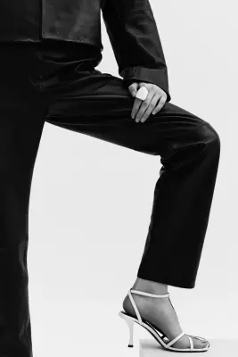 Pantalon en cuir - Noir — photo 4