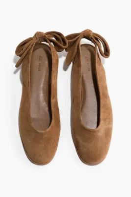 Escarpins en cuir velours - Beige foncé — photo 2
