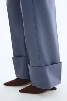 Pantalon chic en twill - Bleu ancien — photo 4