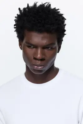 T-shirt Slim Fit en jersey gaufré - Blanc — photo 3