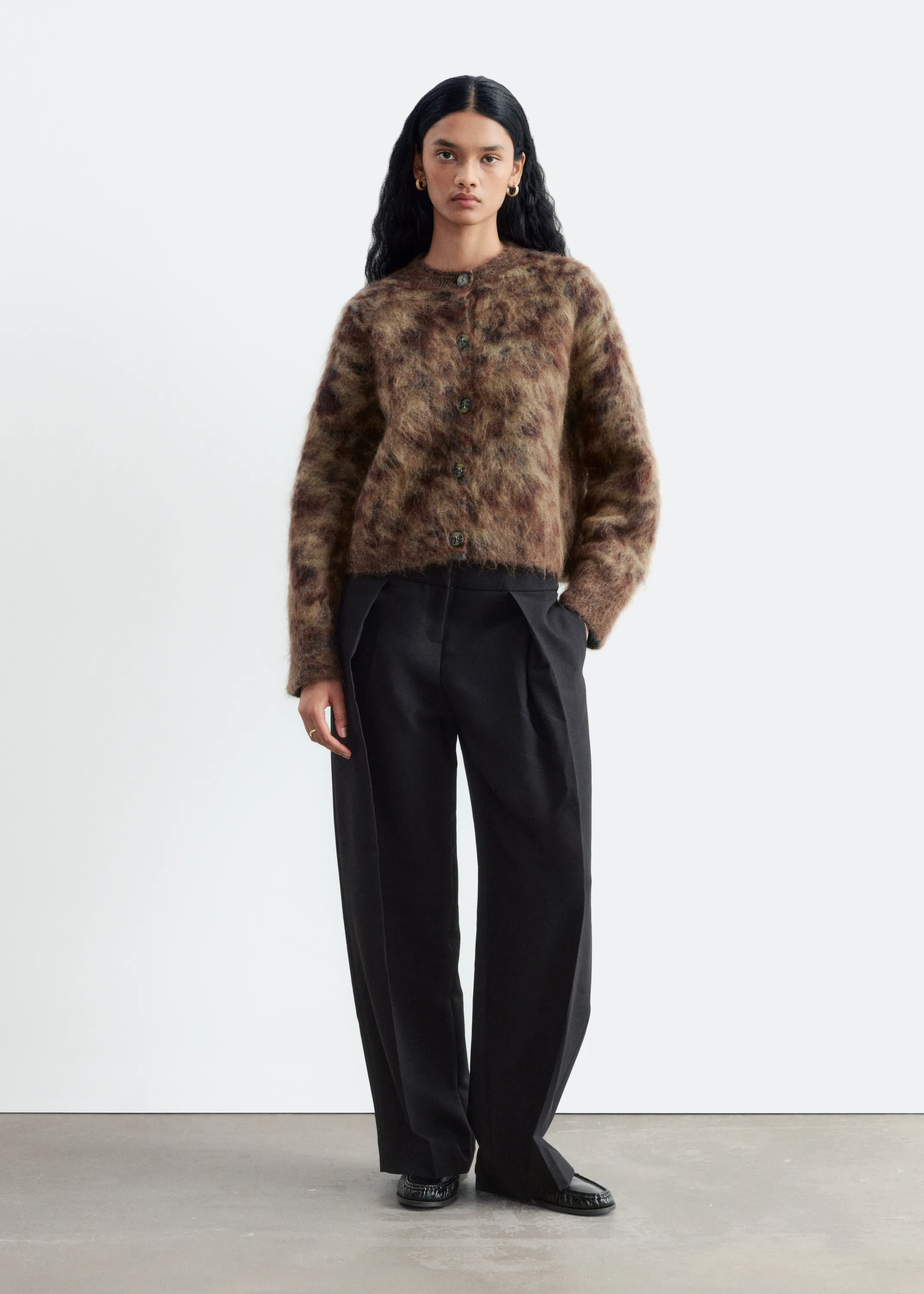 Cardigan en mohair mélangé - Beige foncé
