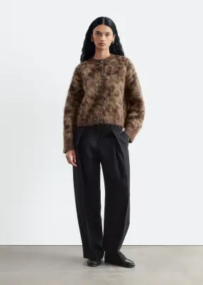 Cardigan en mohair mélangé - Beige foncé — photo 1