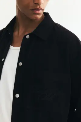 Chemise Relaxed Fit en velours côtelé - Noir — photo 1