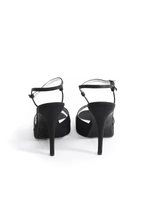 Sandales à talon et bride cheville en satin noir Prix boutique 795€ Taille 38 — photo 5