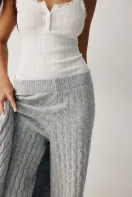 Pantalon en maille torsadée - Gris clair chiné — photo 2