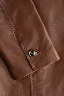 Veste en cuir - Marron — photo 5