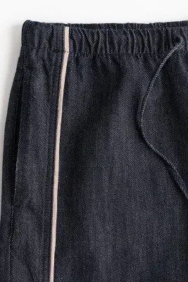 Pantalon en denim avec cordon de serrage - Bleu denim foncé — photo 4