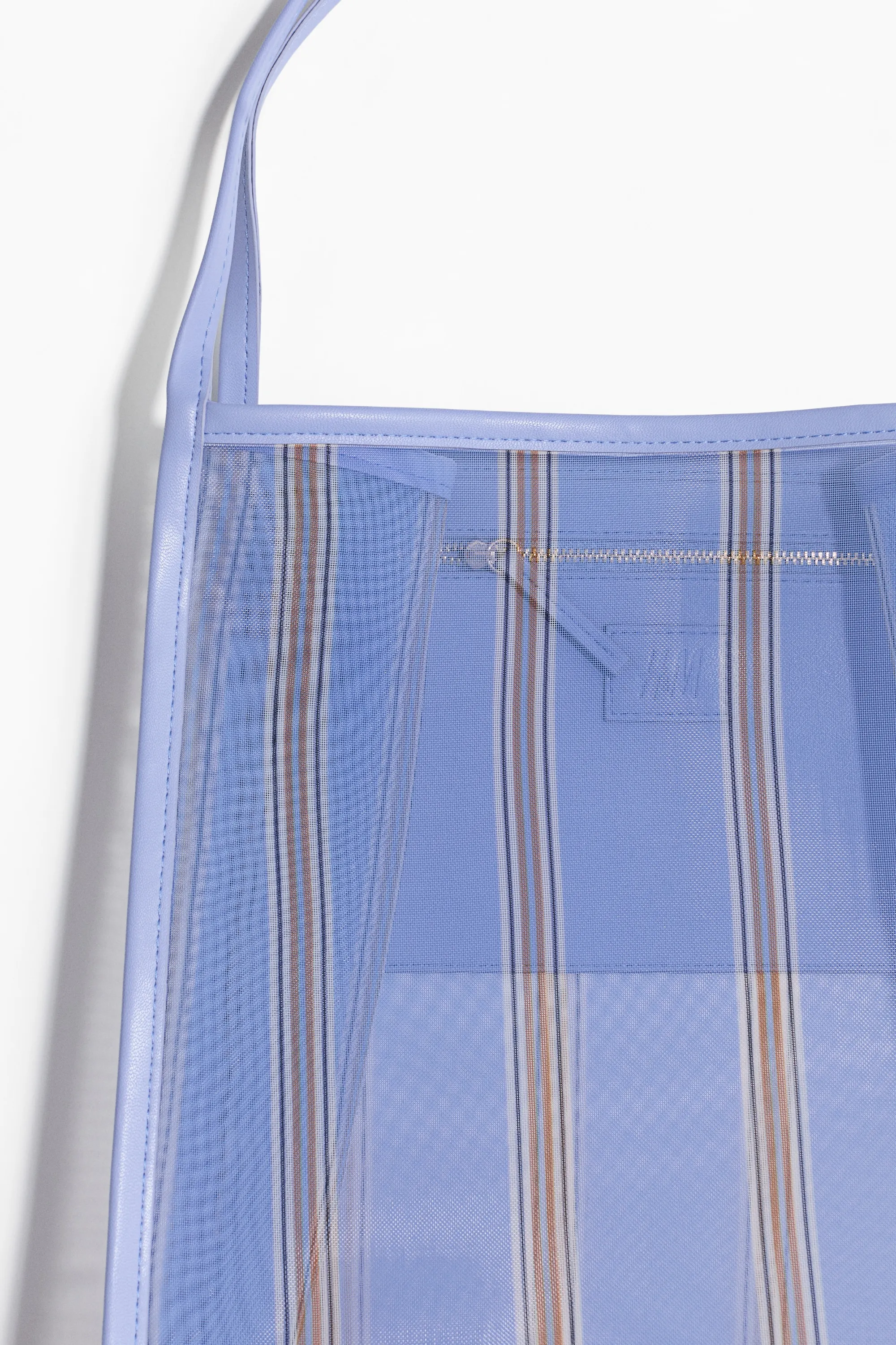Tote bag en mesh - Bleu clair/rayé
