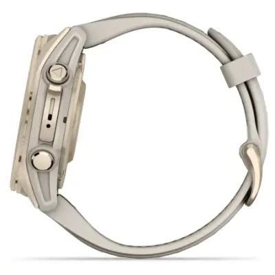 Garmin Fenix 8 Amoled 43mm Verre Sapphire lunette Soft Gold bracelet gris cendré 010-02903-11 — photo 3