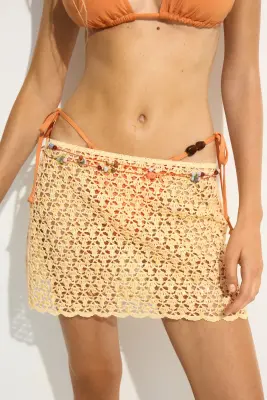 Jupe de plage façon crochet à sequins - Jaune — photo 1