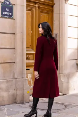 Frederick Wool Coat - Wine — photo 4