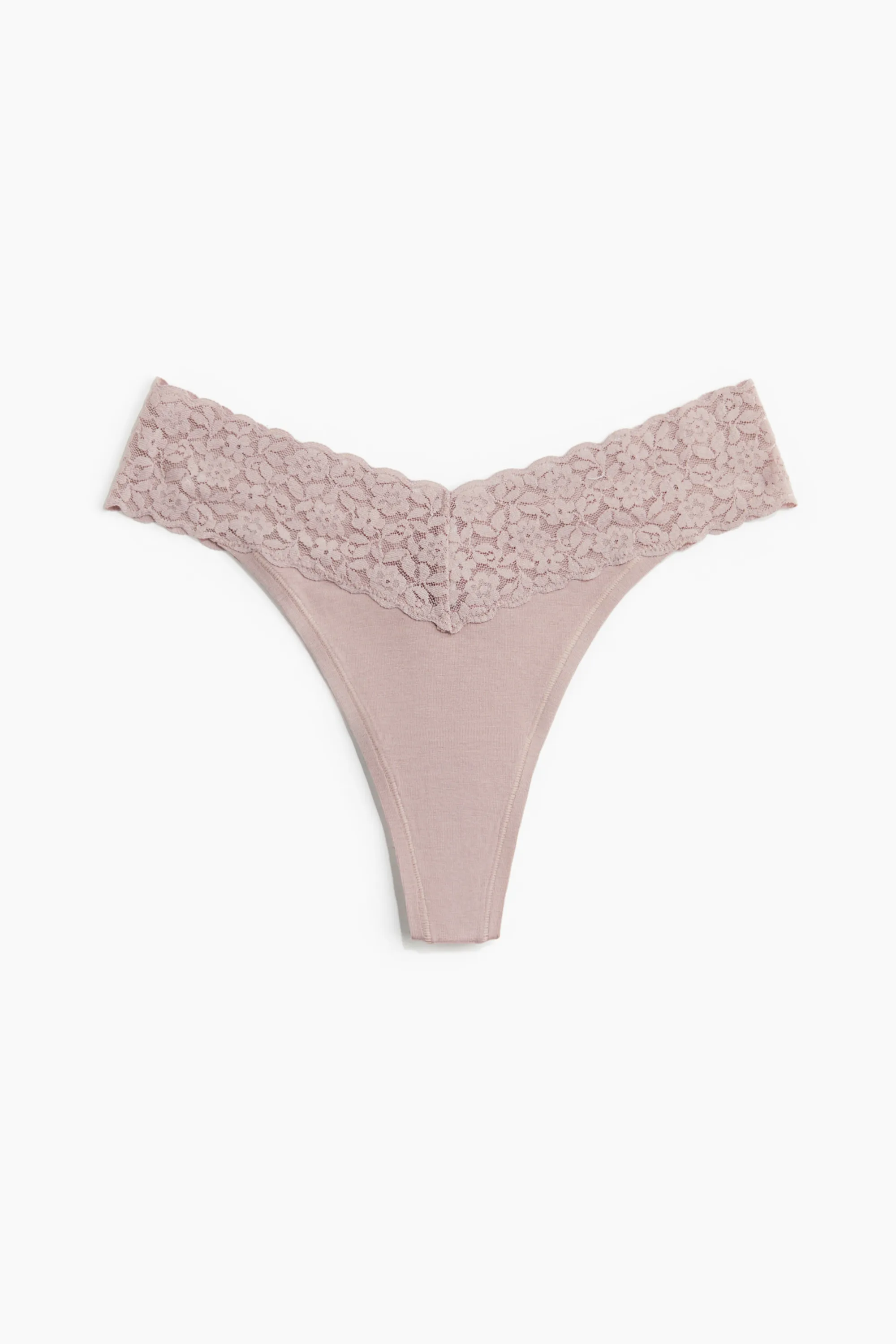 Lot de 5 culottes Thong en dentelle - Rose ancien/blanc/crème