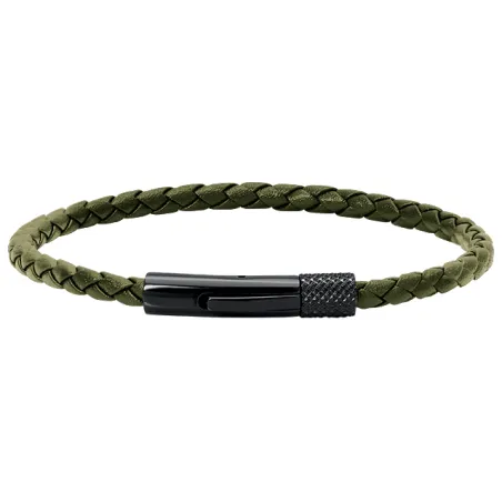 ROCHET - Bracelet DRIVER cuir kaki fermoir PVD noir Ø3,5mm x 28mm HB1431345A